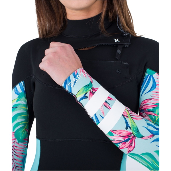 2024 Hurley Frauen Plus Printed 4/3mm Brustreißverschluss Neoprenanzug WFS0012433 - Java Tropical